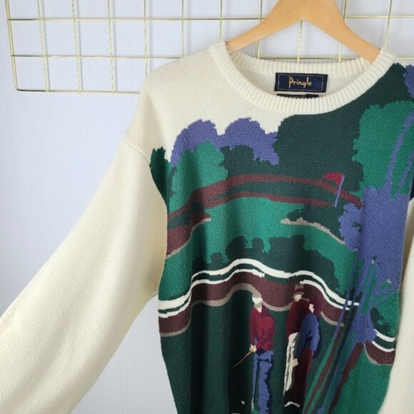 Pringle Golf Golfers Embroidered 90s Novelty Vintage Sweater - Picture 4 of 11